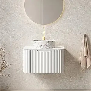 24" Solid Wood Floating Vanity With Sink Modern Cabinet