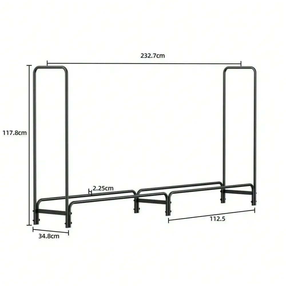 Extra Large 8' Outdoor Metal Firewood Log Rack Holder