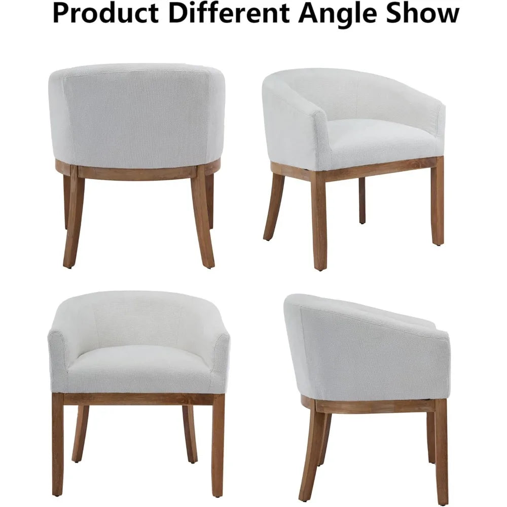 Linen Upholstered Solid Wood Dining Chairs Farmhouse Set