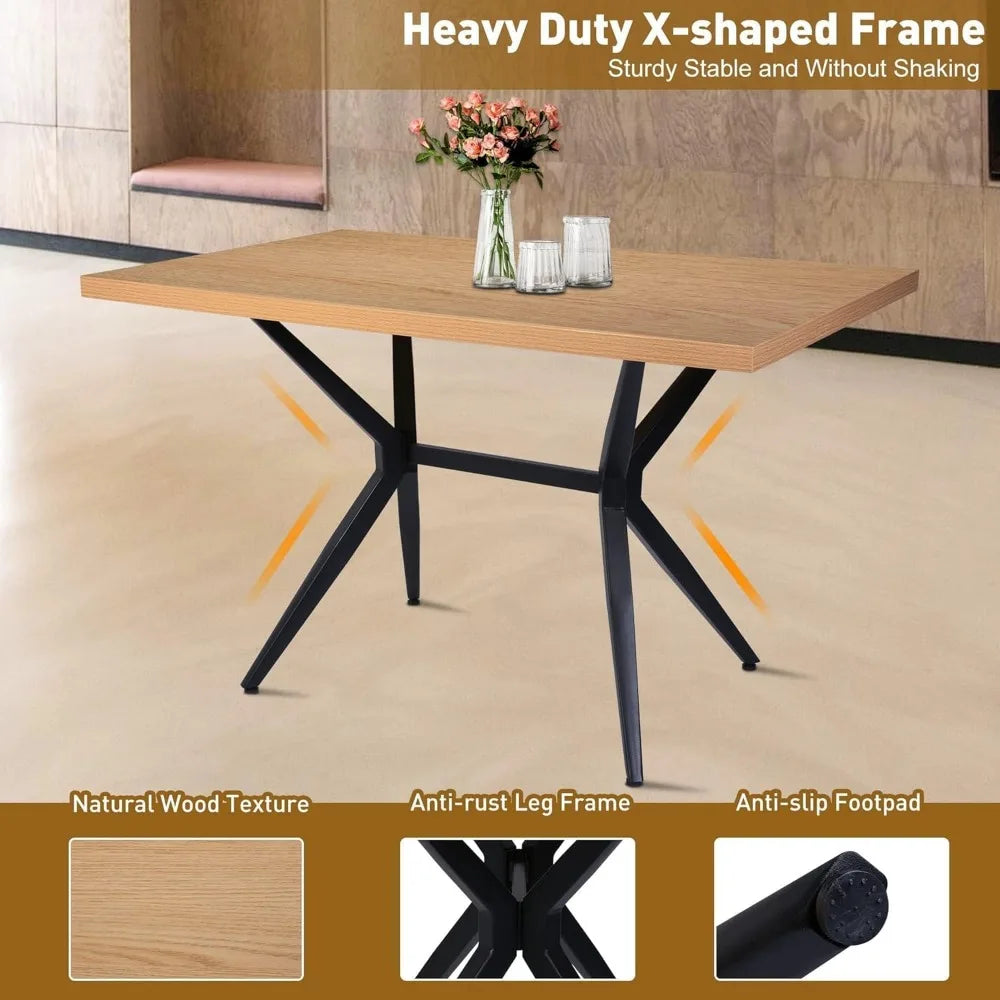 48" X 30" Engineered Wood Top Dining Table With Metal Legs