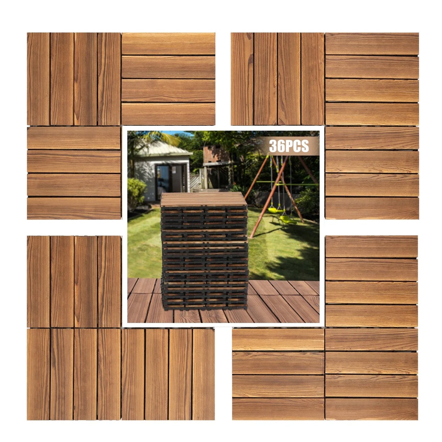 Interlocking Waterproof Outdoor Hardwood Flooring Tiles For Patio And Home
