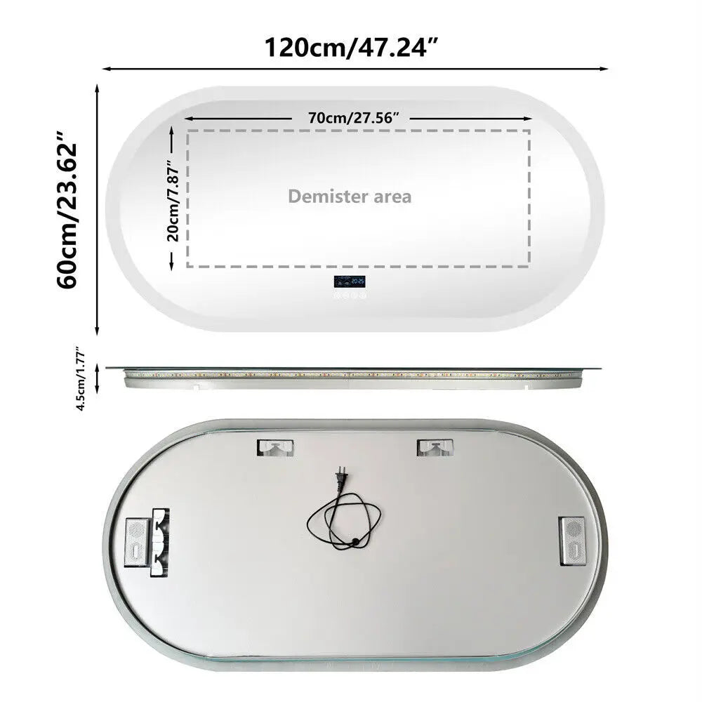 Oval LED Vanity Mirror With Bluetooth And Digital Display
