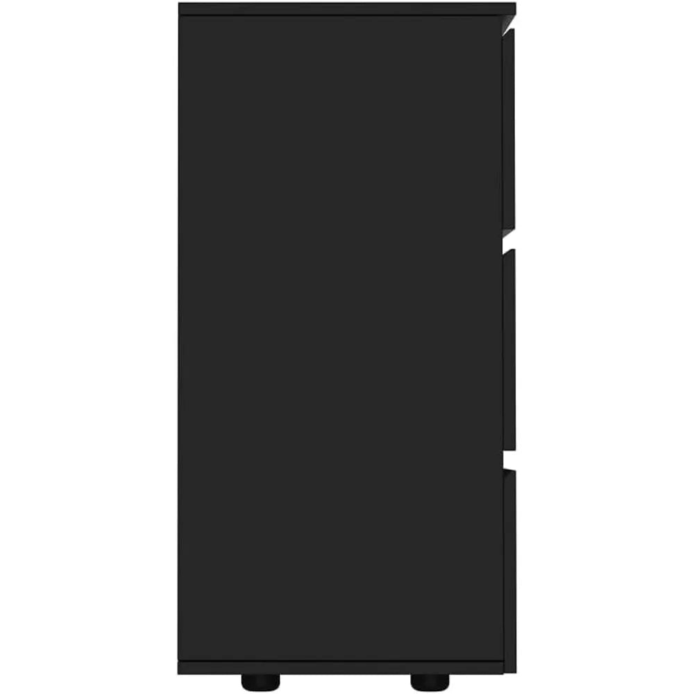 Modern Black Three Drawer Dresser For Bedroom Storage