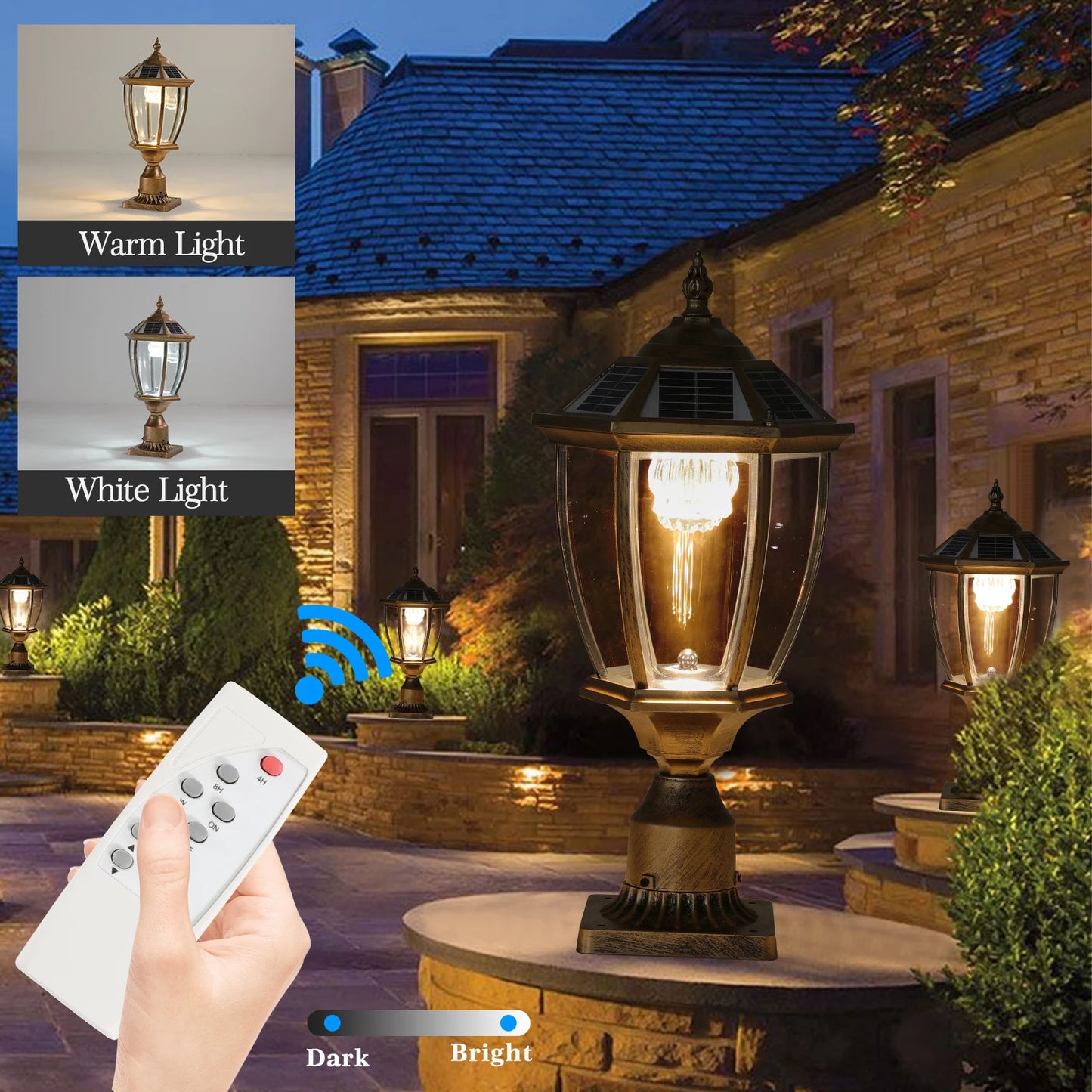 Solar LED Post Light Outdoor Garden Lamp IP65 2 Pack
