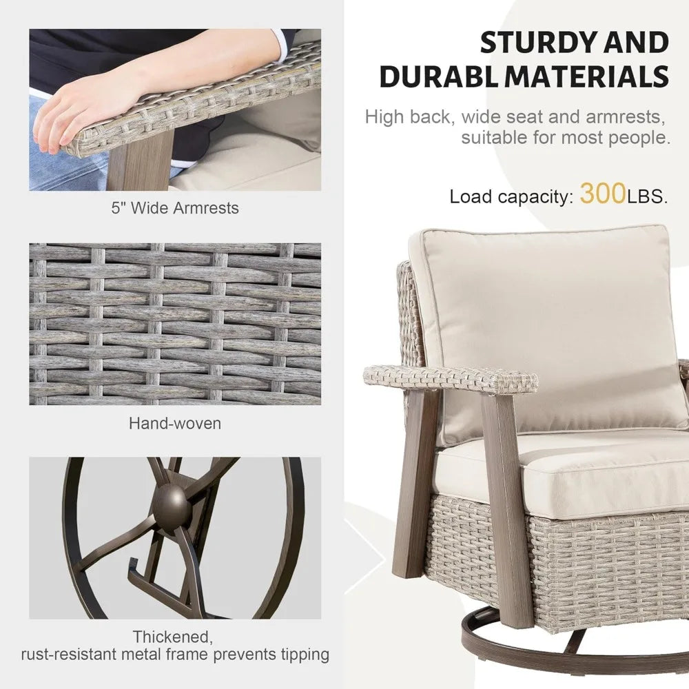 3 Piece Patio Set With High Back Rattan Glider Chairs