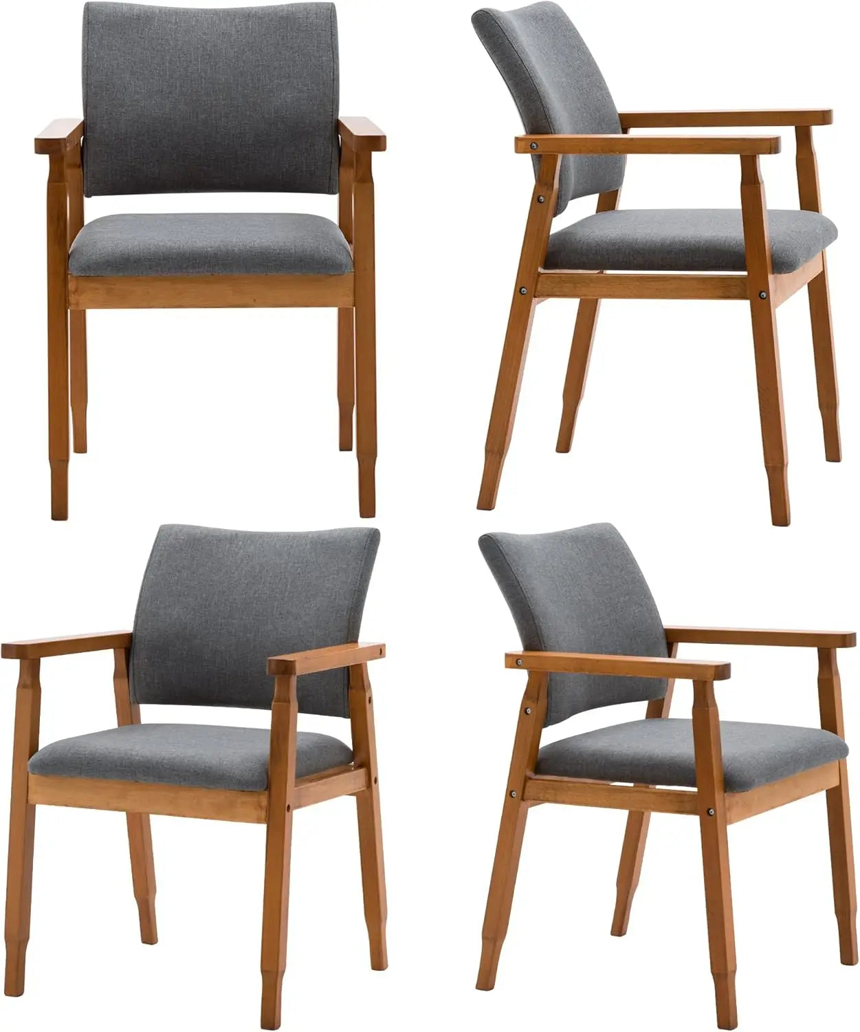 Mid Century Modern Dining Chairs Set Four Walnut Wood