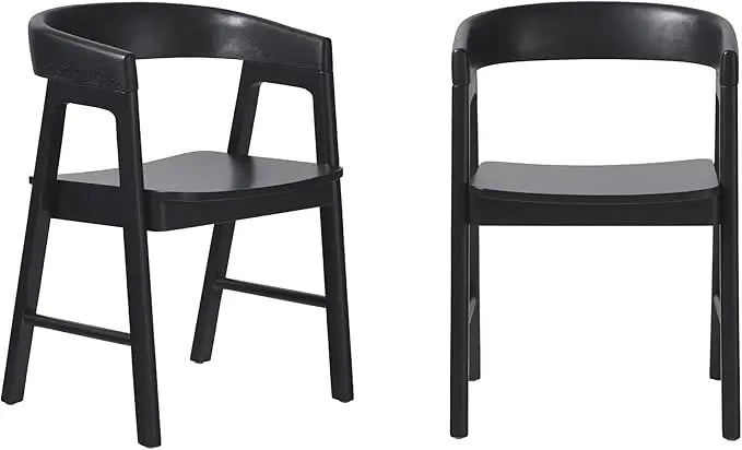Walker Edison Ezra Modern Solid Wood Dining Chairs Set Black