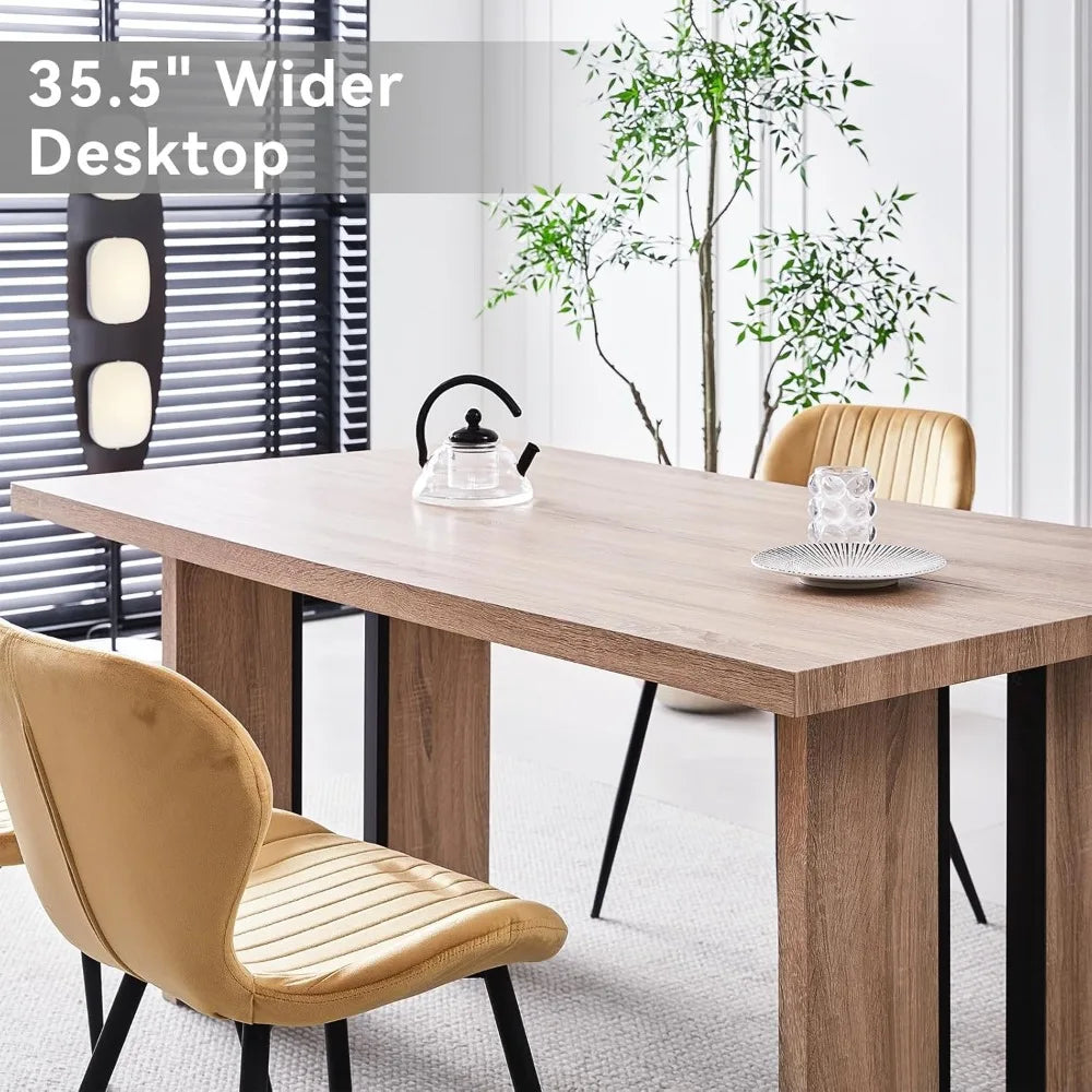 63" Rustic Farmhouse Dining Table With Heavy Duty Legs