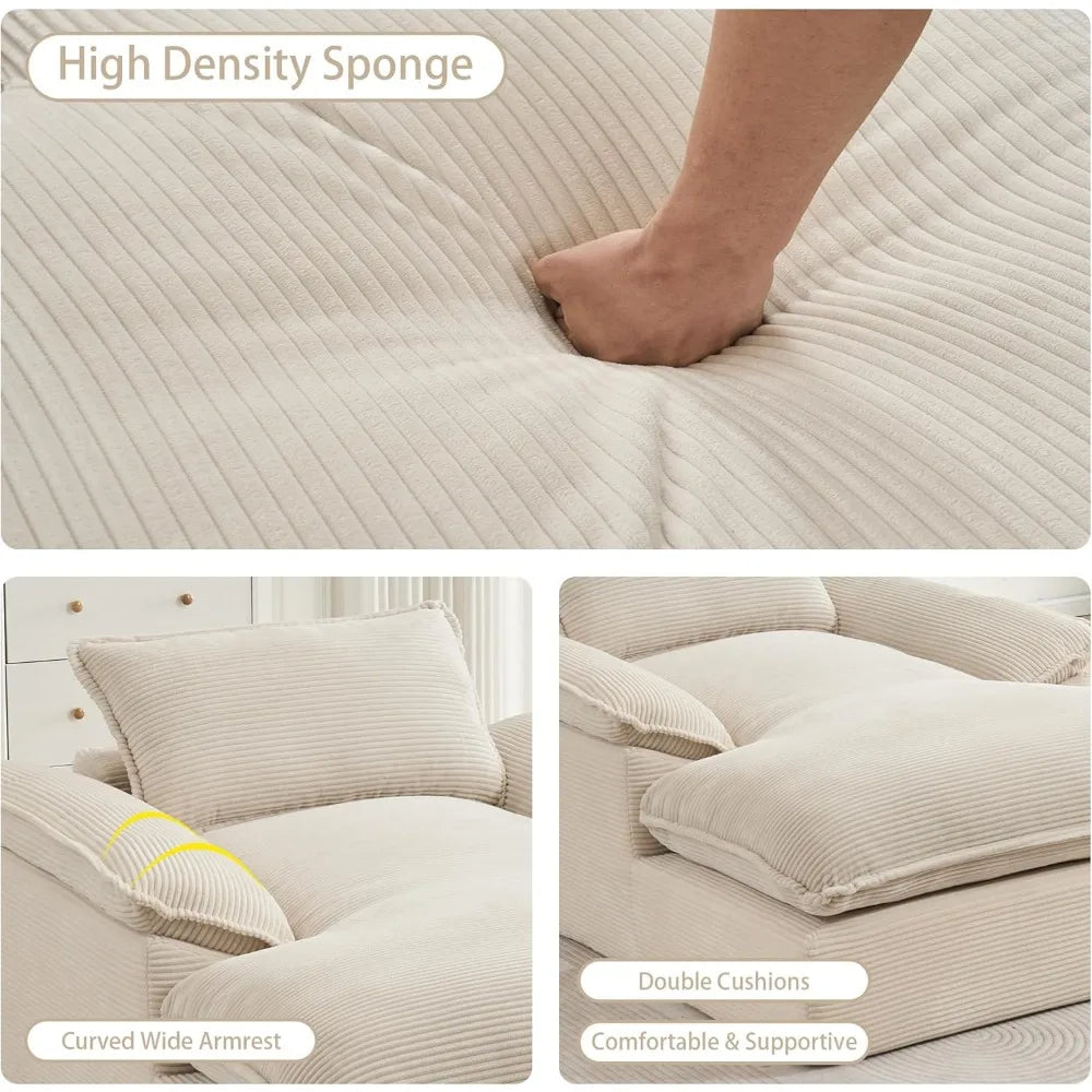 Oversized Corduroy Chaise Lounge Chair SleeperSofa Luxurious For Ultimate Comfort