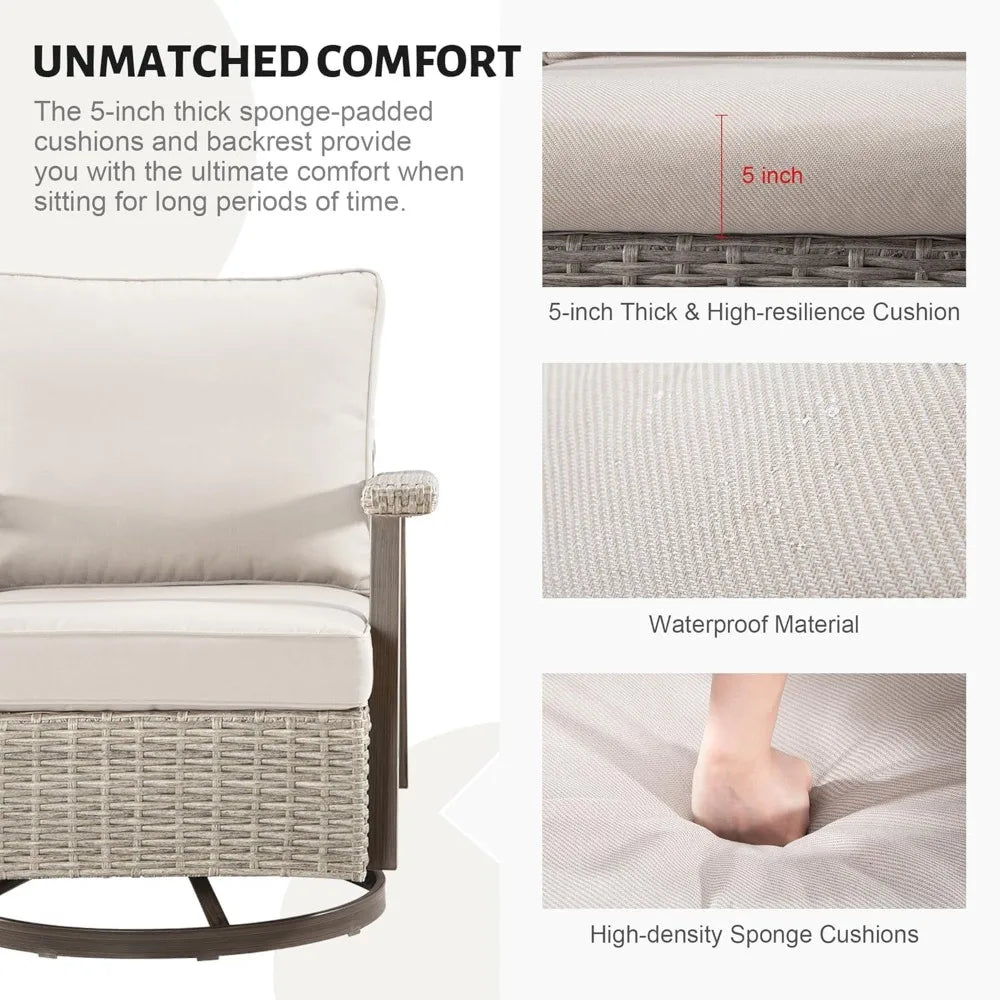 3 Piece Patio Set With High Back Rattan Glider Chairs