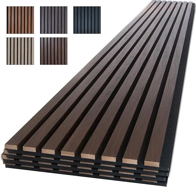 Dark Walnut Wood Slat Wall Panels Acoustic Noise Cancelling