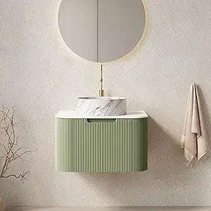 24" Solid Wood Floating Vanity With Sink Modern Cabinet