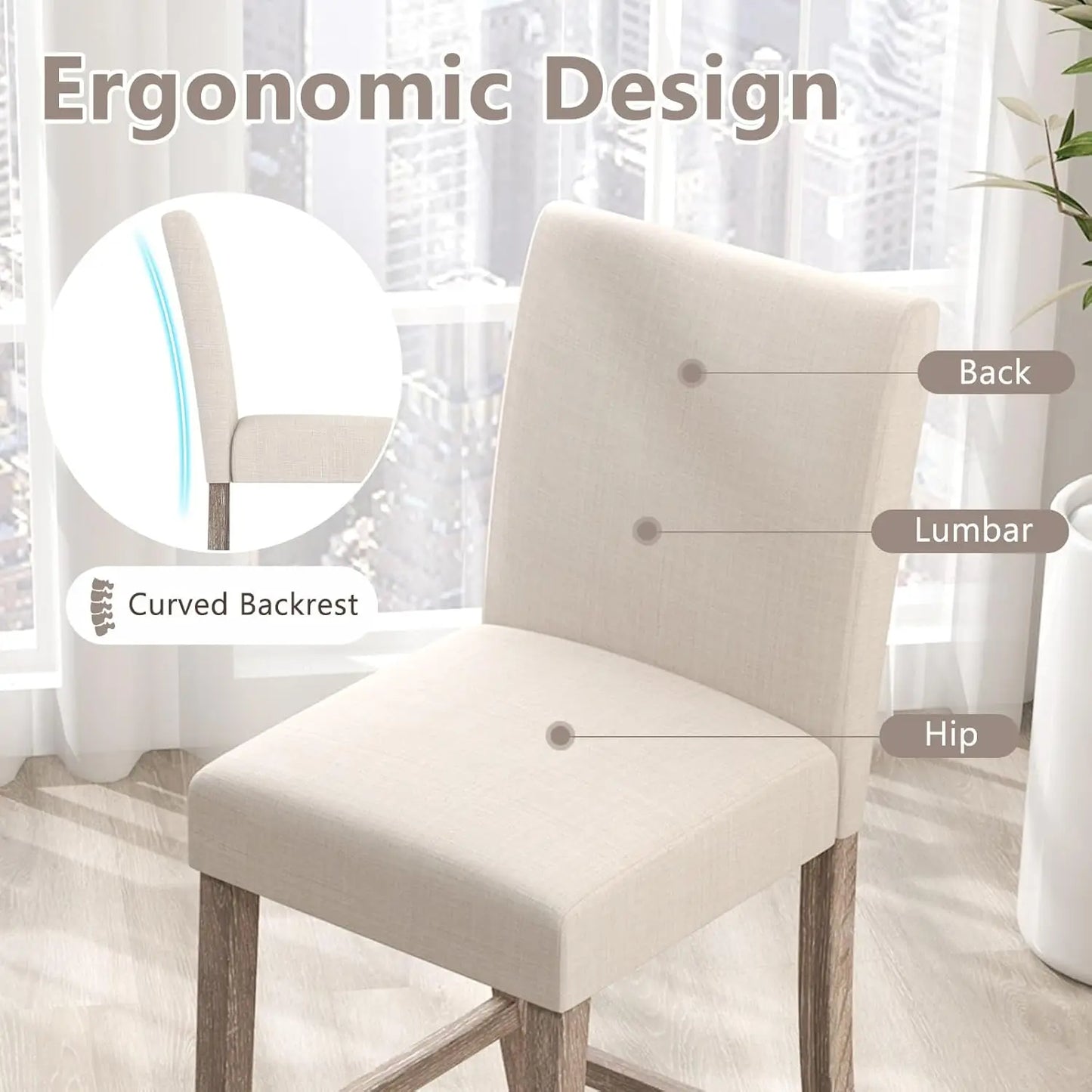 Counter Height Bar Stools Set Of 2 With Back And Footrest