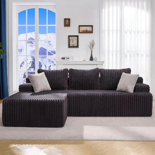 Angduo 96 Inch L Shaped Velvet Modular Sectional Sofa