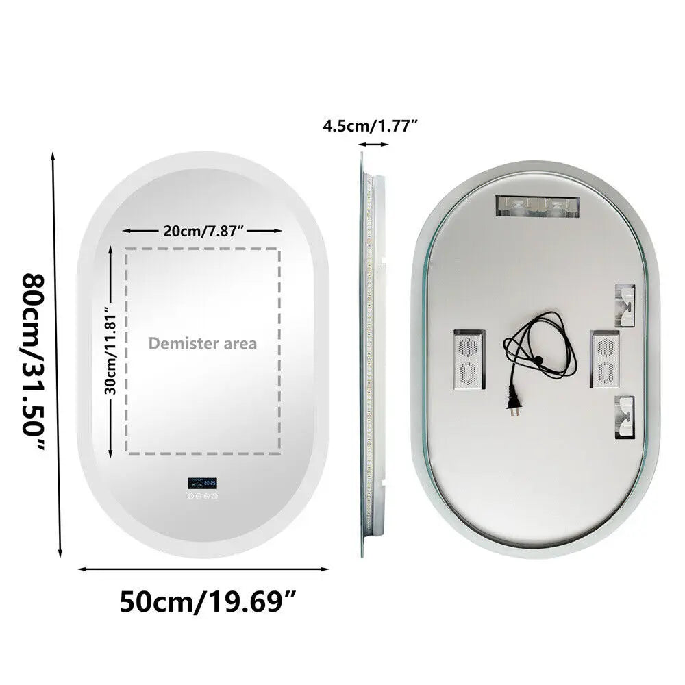 Oval LED Vanity Mirror With Bluetooth And Digital Display