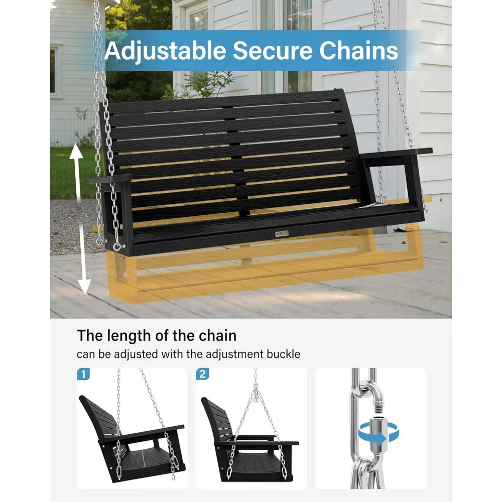 All-Weather Hanging Porch Swing Outdoor 2 Seat Patio Bench