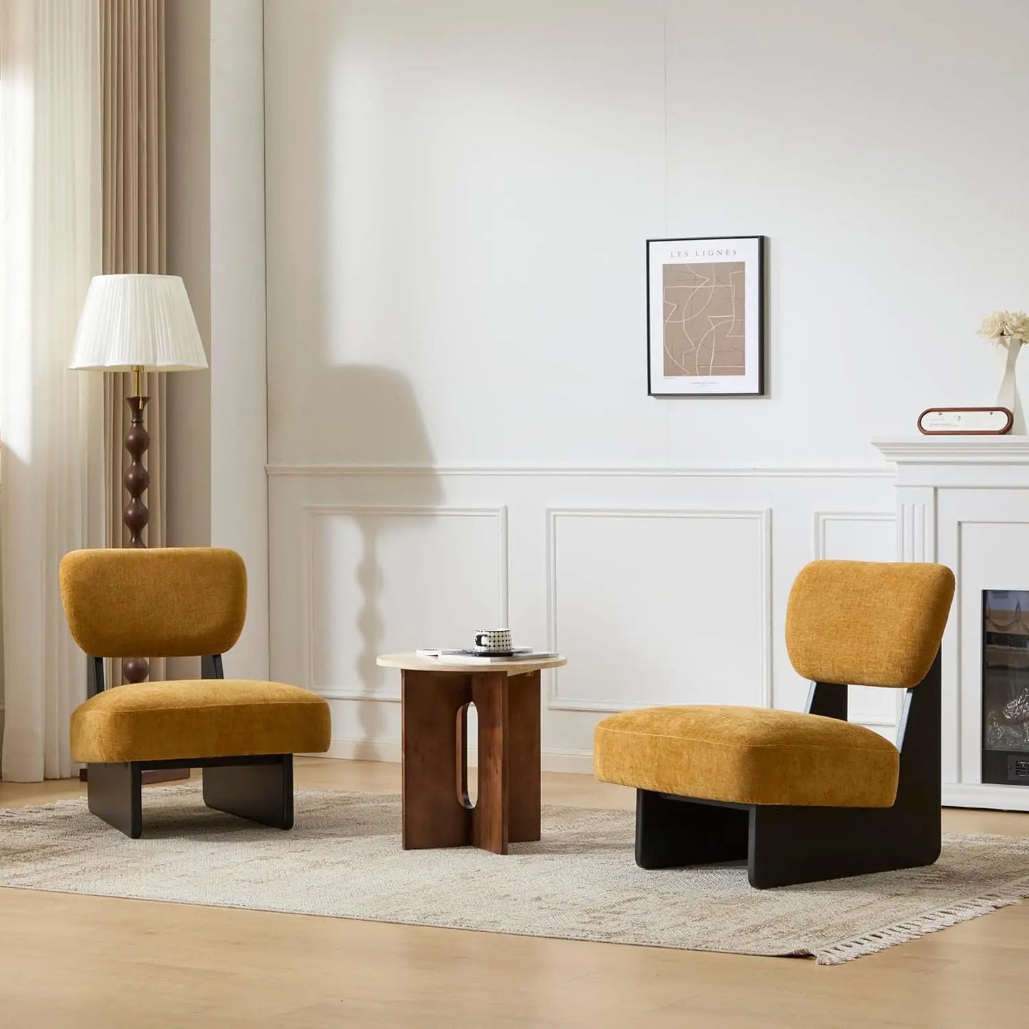 Mores Low Profile Accent Chair Set Of 2 Armless Lounge