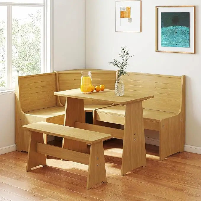 Breakfast Nook L Shape Dining Set Black Space Saving Family