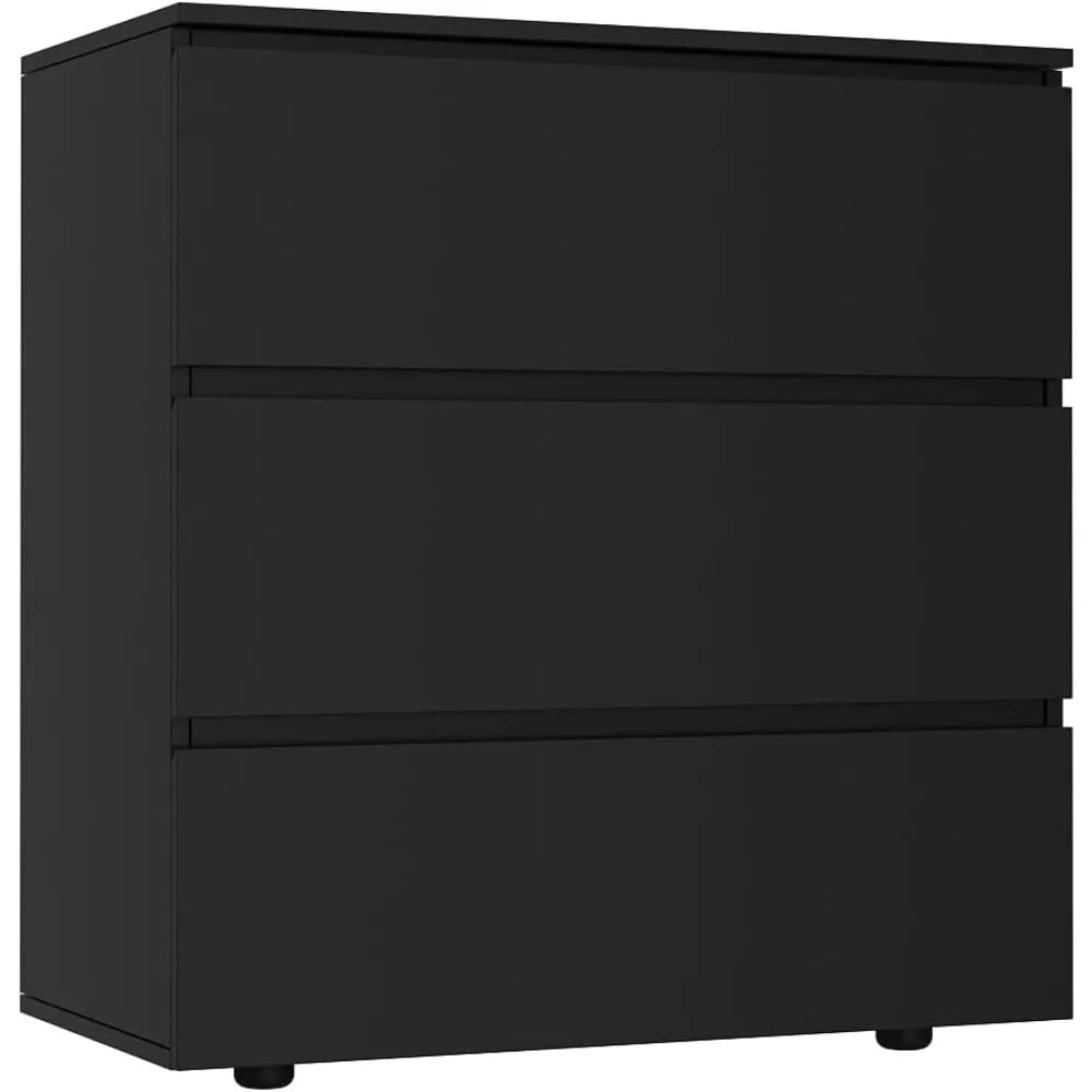 Modern Black Three Drawer Dresser For Bedroom Storage