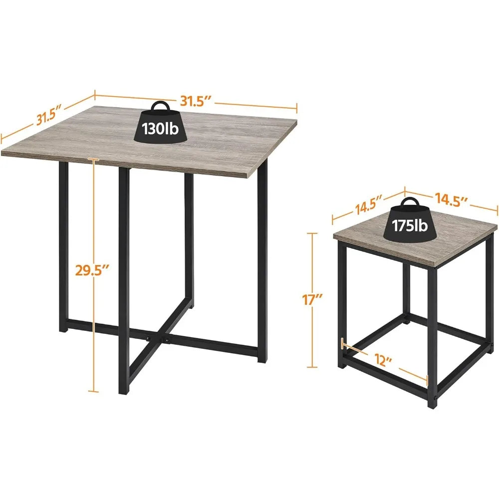 Industrial Dining Table Set For Four Space Saving Grey