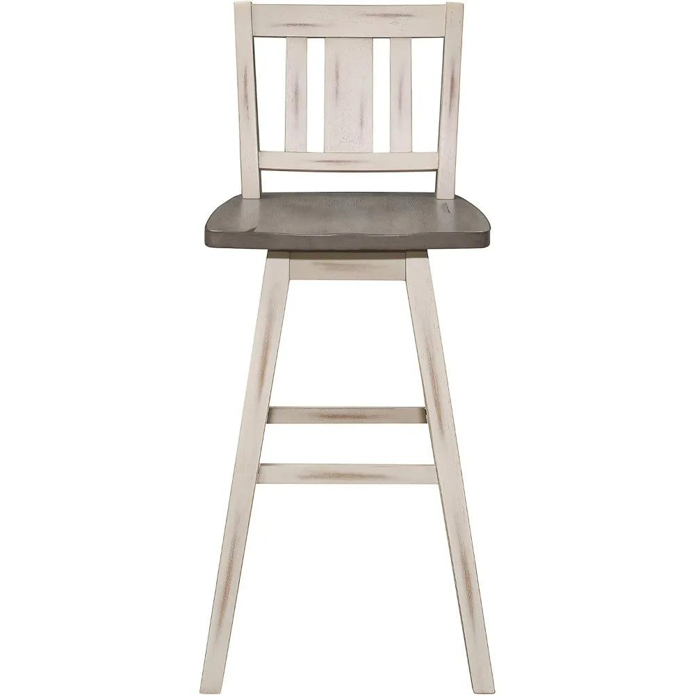 Swivel Bar Height Stools Set of 2 Modern Solid Wood Backs