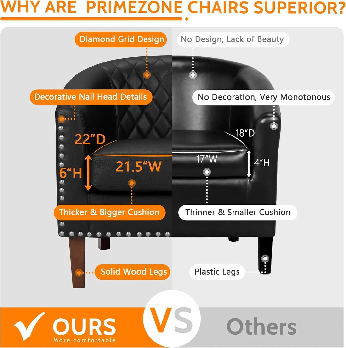 Barrel Chairs, Set of 2 Black Faux Leather Club Chairs