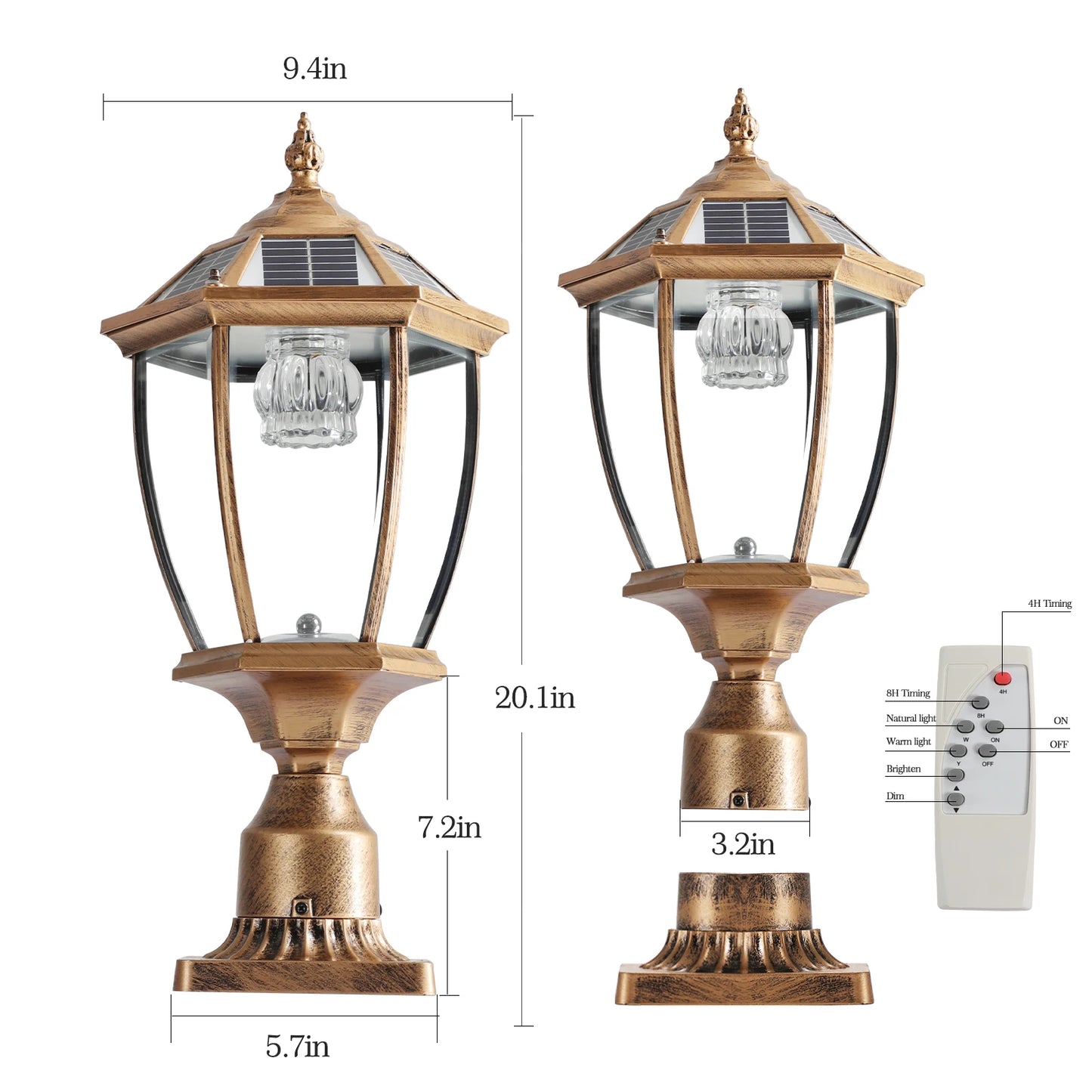 Solar LED Post Light Outdoor Garden Lamp IP65 2 Pack