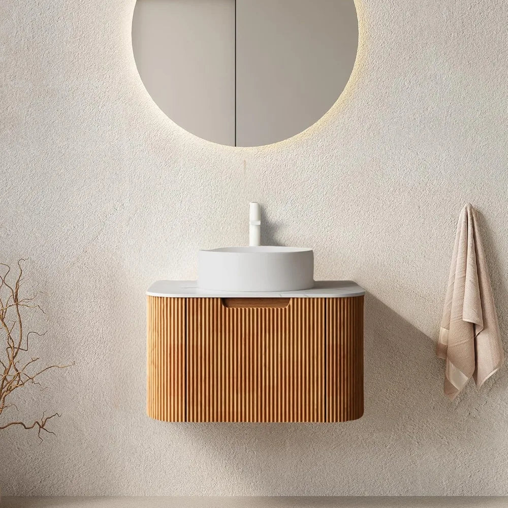 24" Solid Wood Floating Vanity With Sink Modern Cabinet