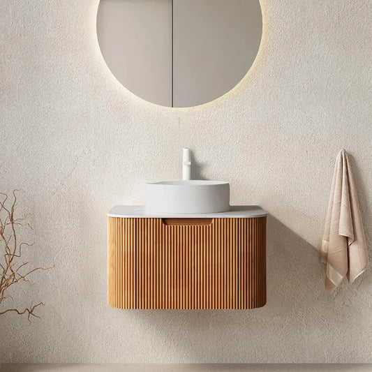 24" Solid Wood Floating Vanity With Sink Modern Cabinet