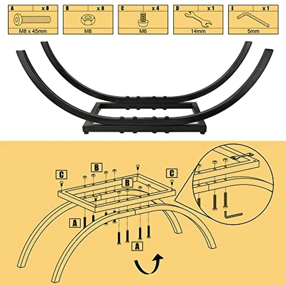 Curved Firewood Holder Rack 22 Inch Indoor Outdoor Storage