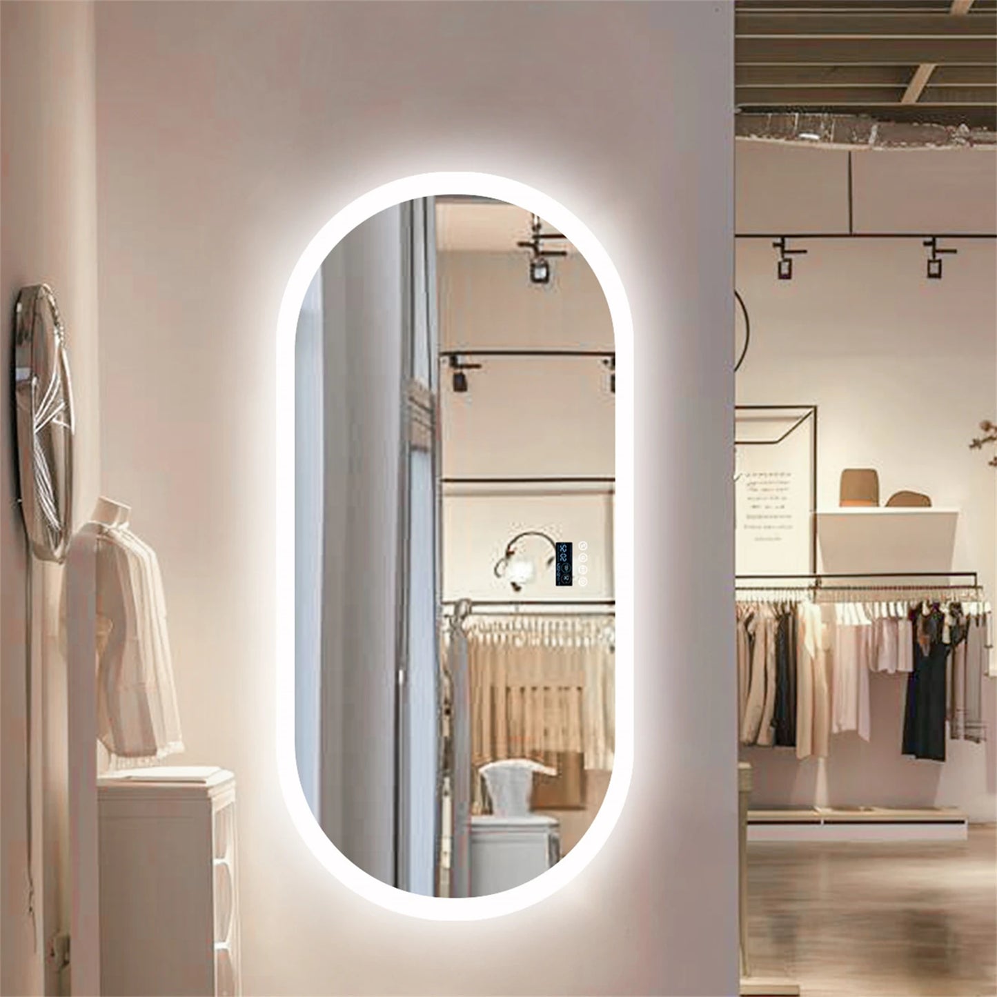 Oval LED Vanity Mirror With Bluetooth And Digital Display