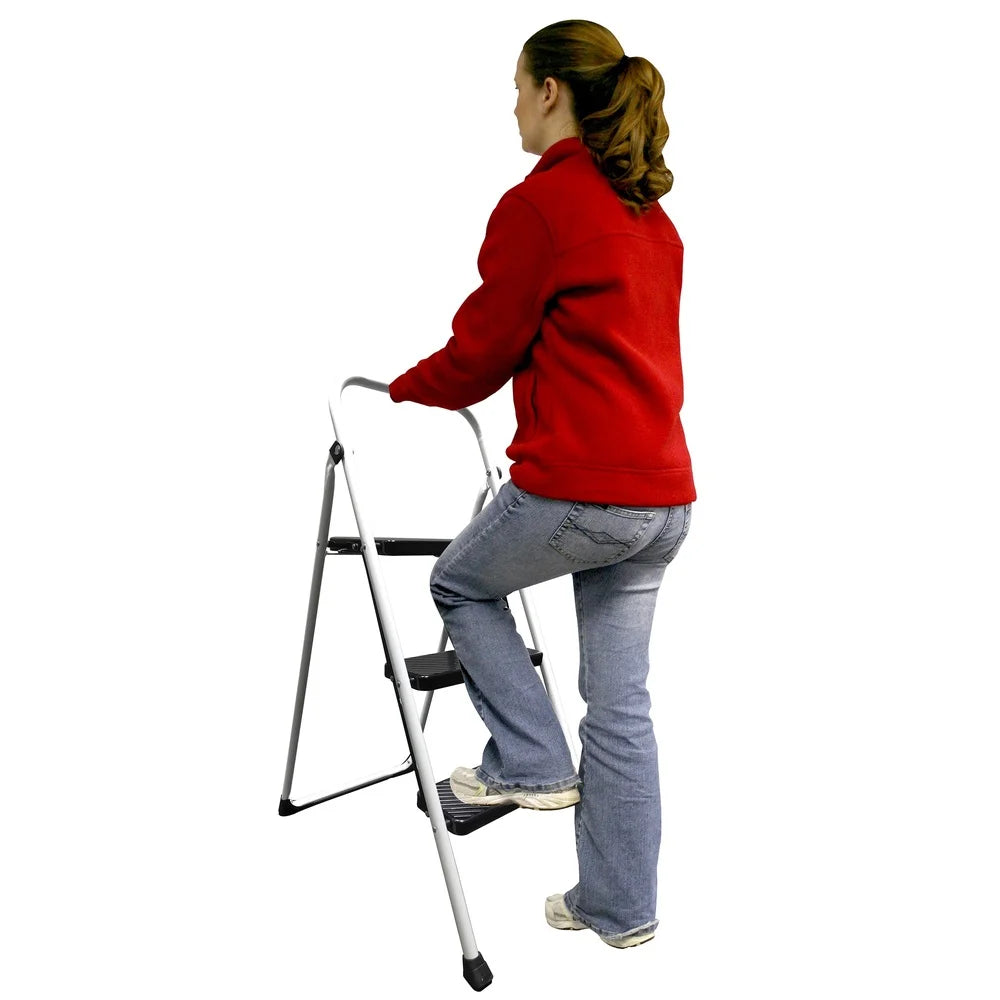 Three Step Folding Utility Ladder Non Slip For Home