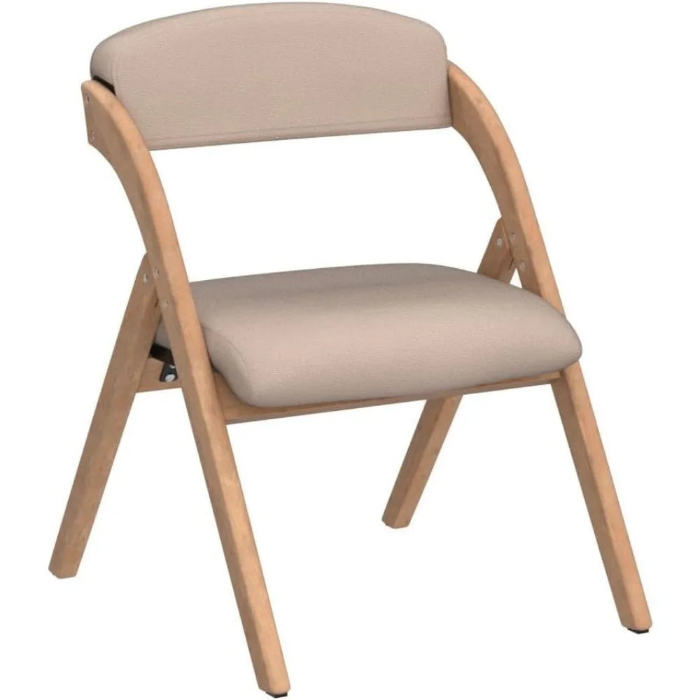 Folding Padded Chair, Set of Two Wooden Stackable Chairs