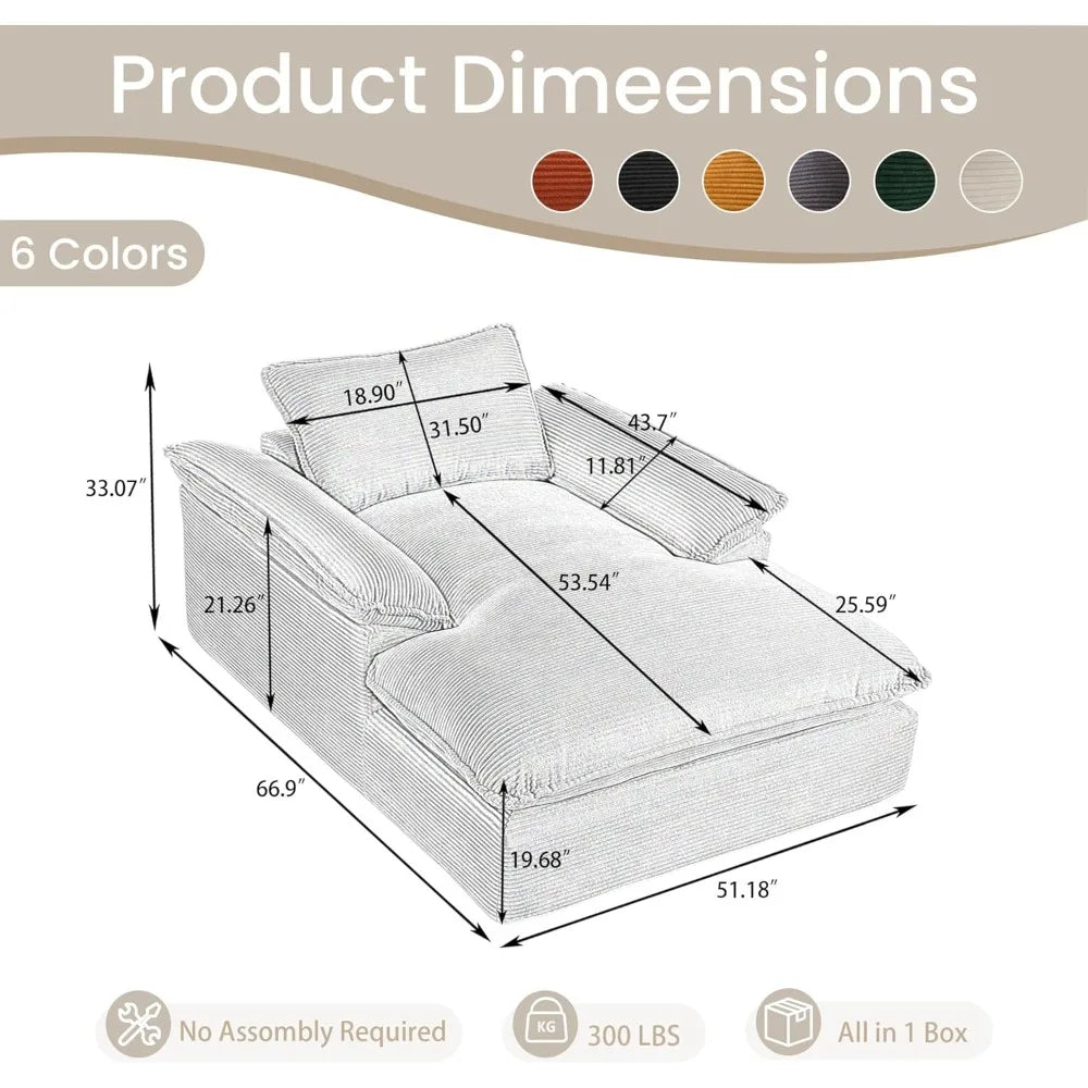 Oversized Corduroy Chaise Lounge Chair SleeperSofa Luxurious For Ultimate Comfort