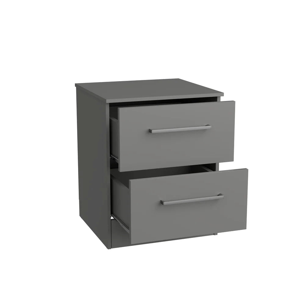 Two Drawer Nightstands Set Of 2 Modern Gray Bedside Tables