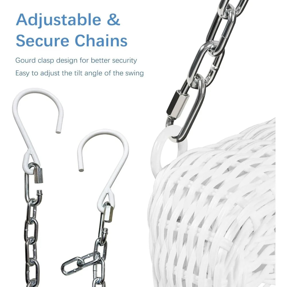 Wicker Porch Swing With Blue Cushion Outdoor Furniture