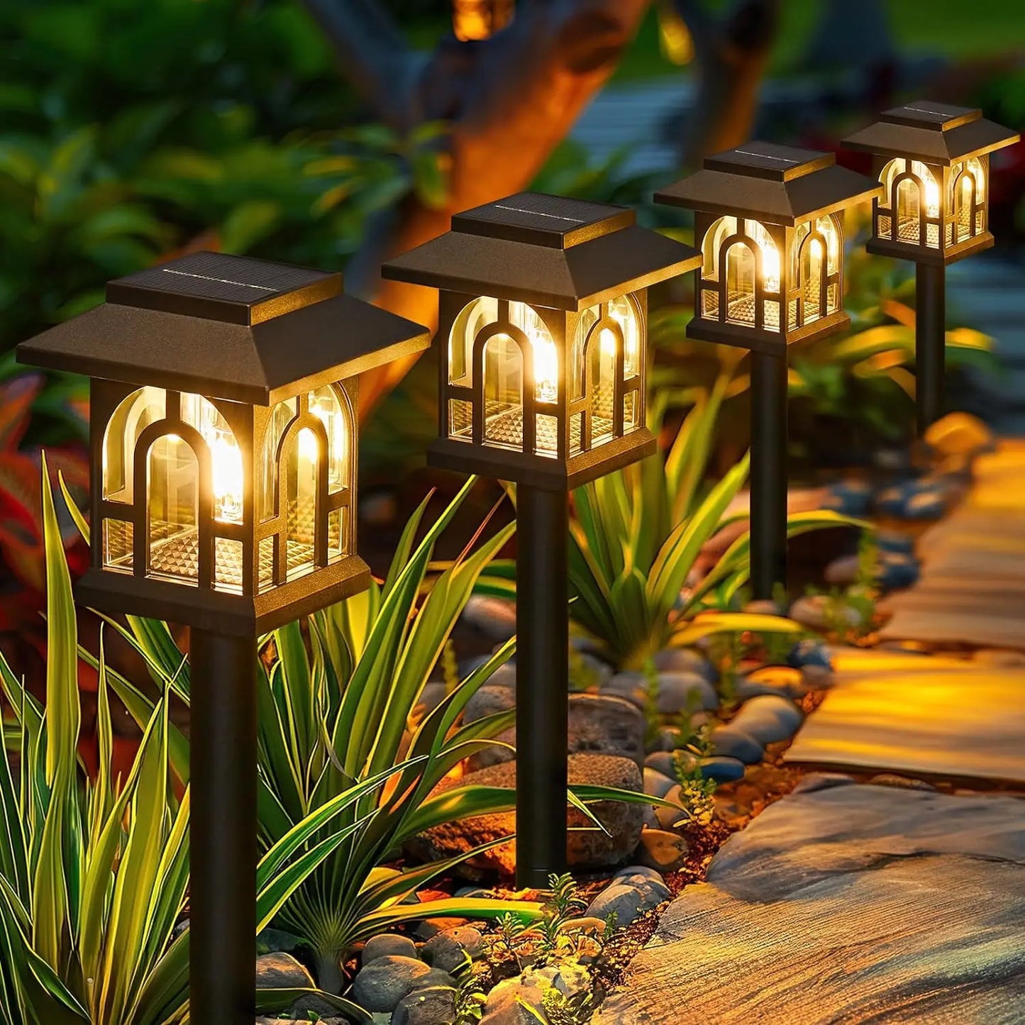6 or 10 Pack Solar Pathway Lights Outdoor, Solar Landscape Path Yard Lights, Auto On/Off , for Outside Yard Lawn Patio Walkway