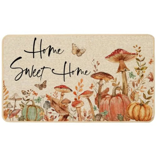 Fall Pumpkins Doormat, Decorative Front Door Mat, Non-Slip Rubber