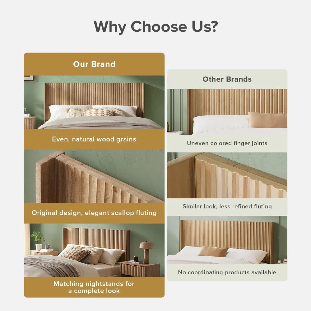 Brooklyn 80.8 Inch Wingback Wood Headboard Only Golden Oak