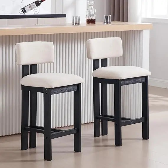 26" Counter Stools, Set of 2, Modern Farmhouse Linen