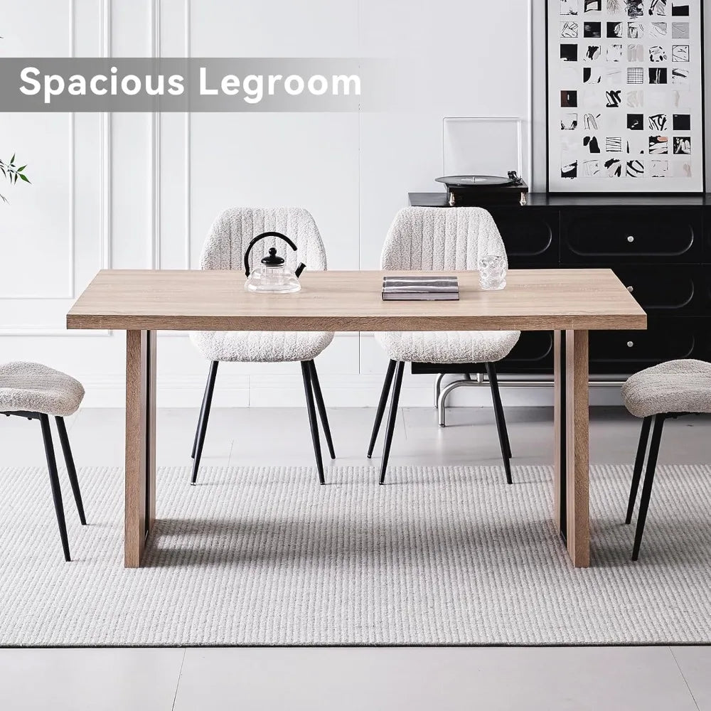 63" Rustic Farmhouse Dining Table With Heavy Duty Legs