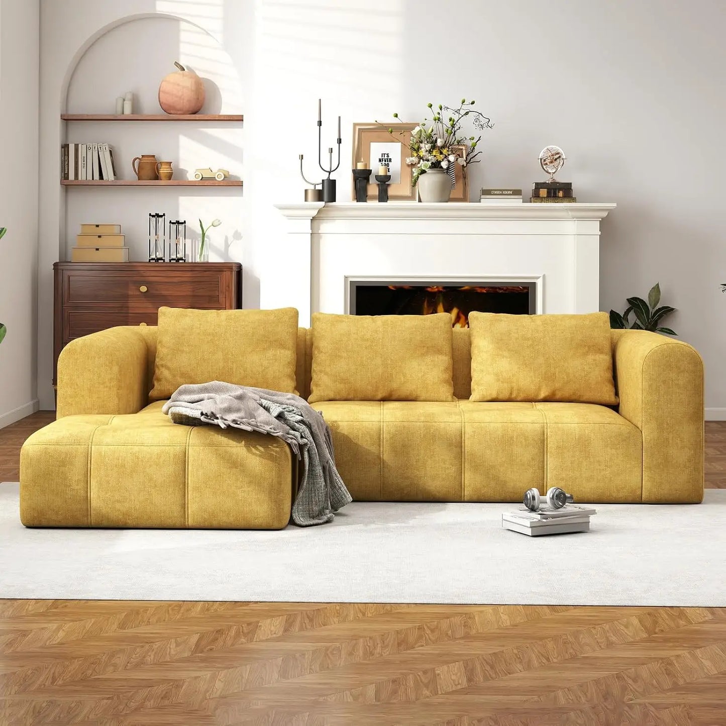 101" L-Shape Modular Sectional Sofa, Cloud Deep Seat