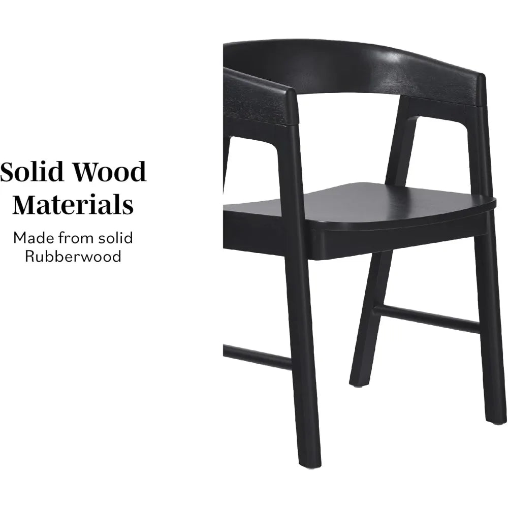 Walker Edison Ezra Modern Solid Wood Dining Chairs Set Black