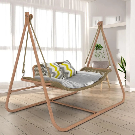 Hammock Swing Chair With Stand Indoor Outdoor Wood Frame