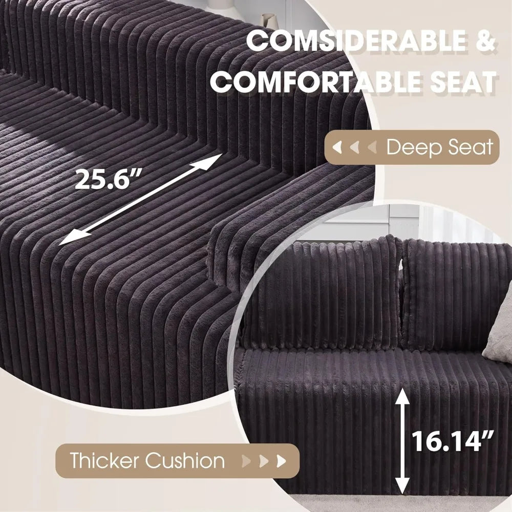 Angduo 96 Inch L Shaped Velvet Modular Sectional Sofa