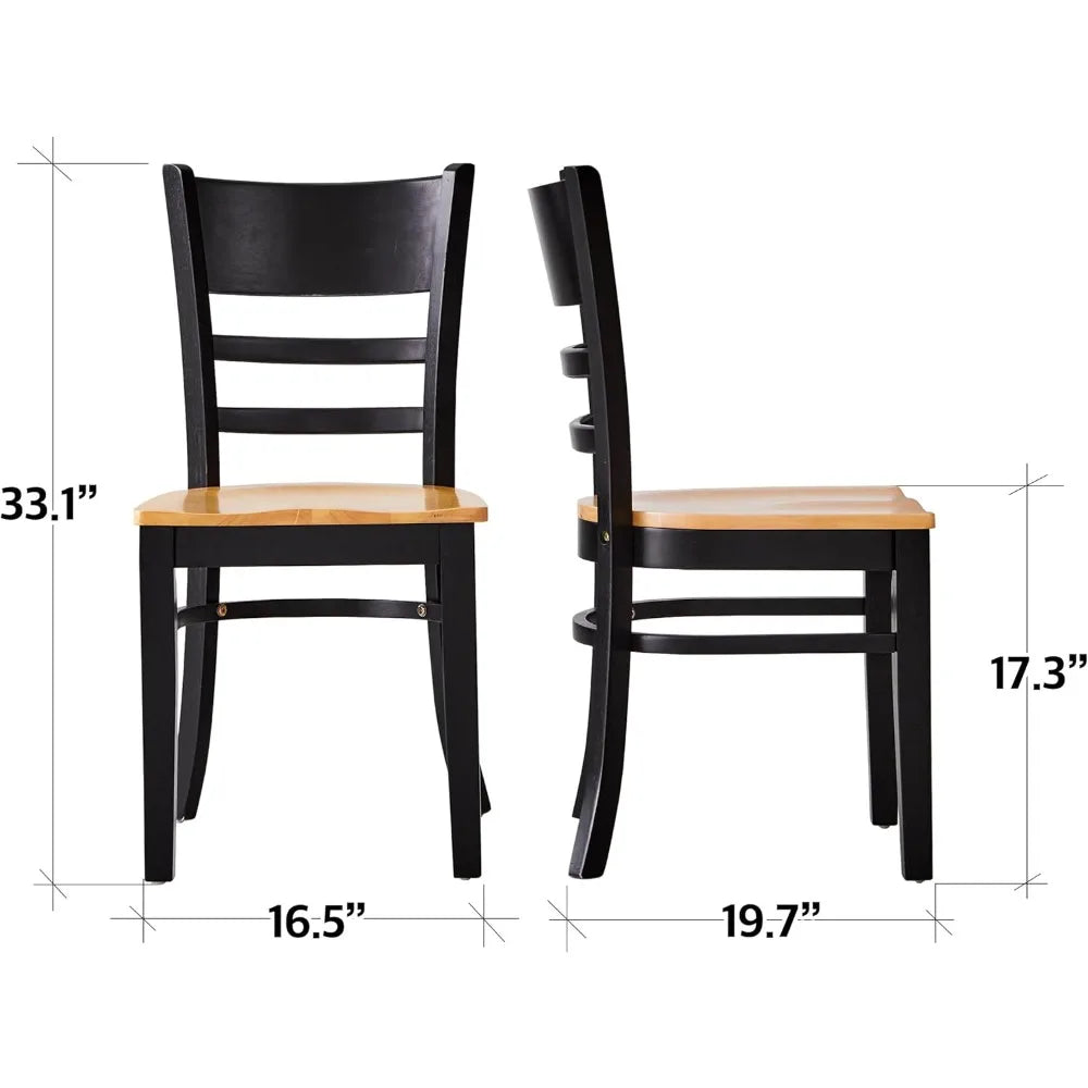 Two Tone Malaysian Oak Ladder Back Dining Chairs Set 2