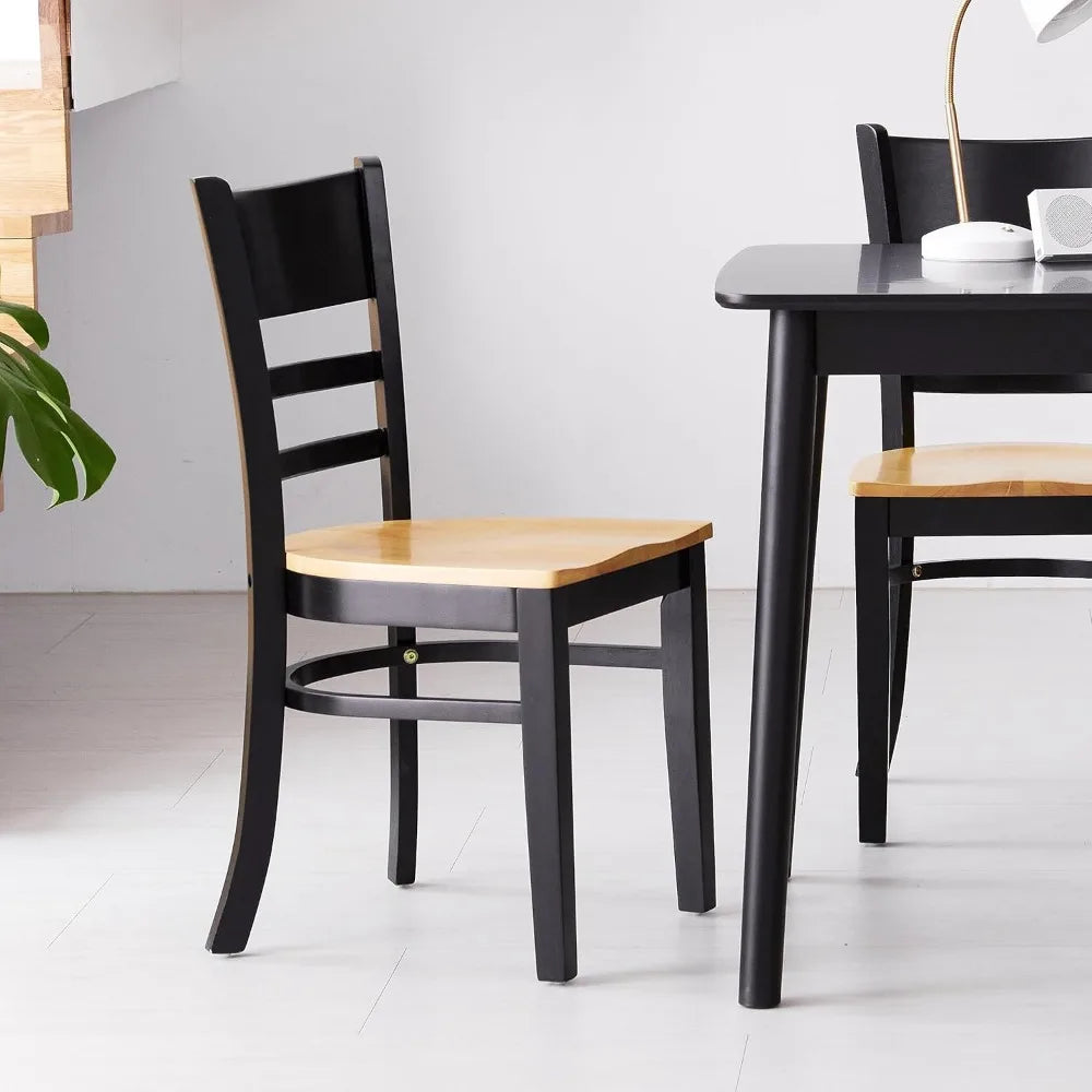 Two Tone Malaysian Oak Ladder Back Dining Chairs Set 2