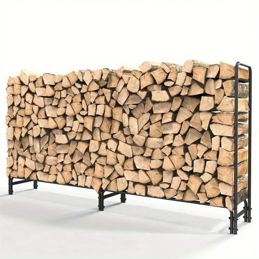Extra Large 8' Outdoor Metal Firewood Log Rack Holder