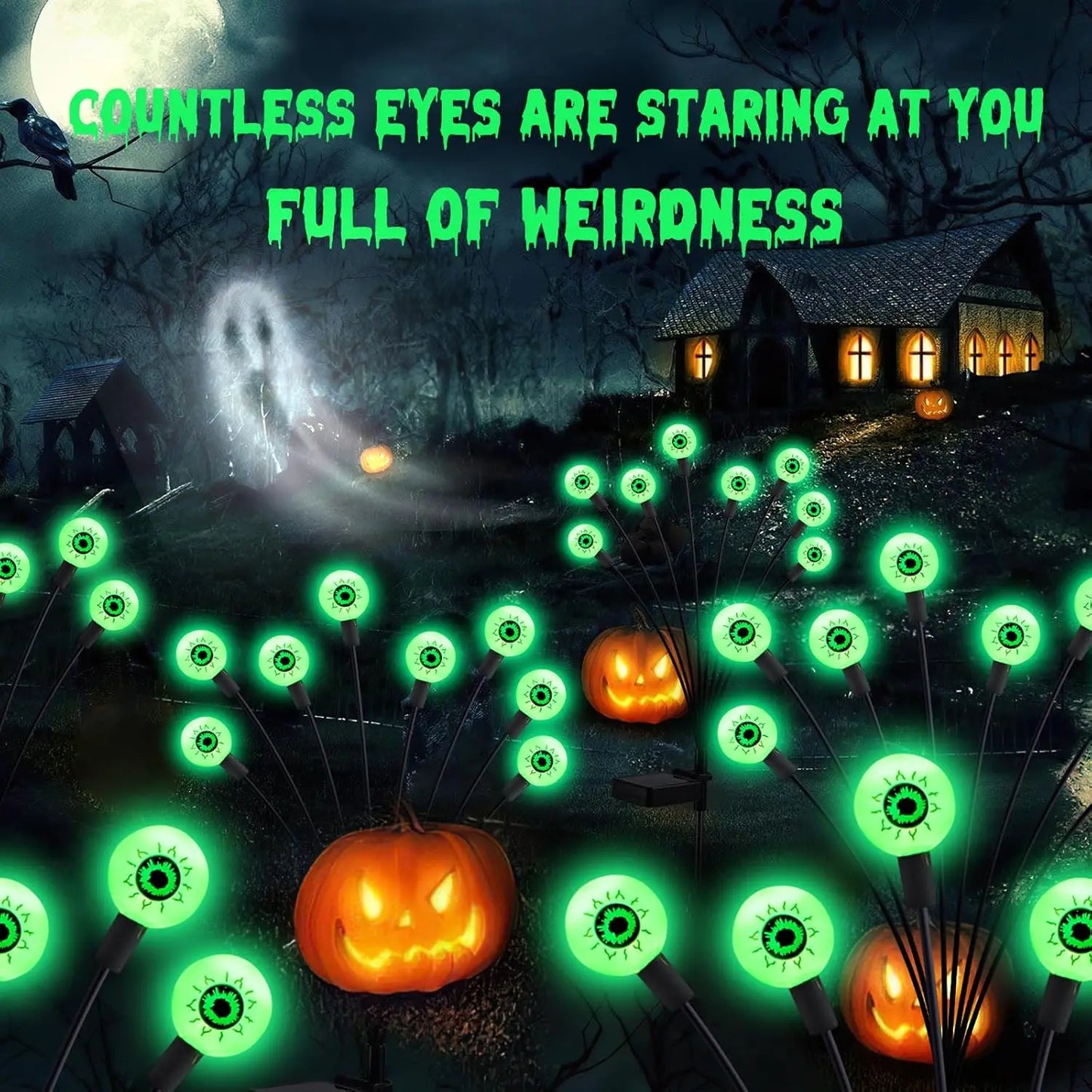 Solar Eyeball Lights Halloween Outdoor YardPack Purple Green