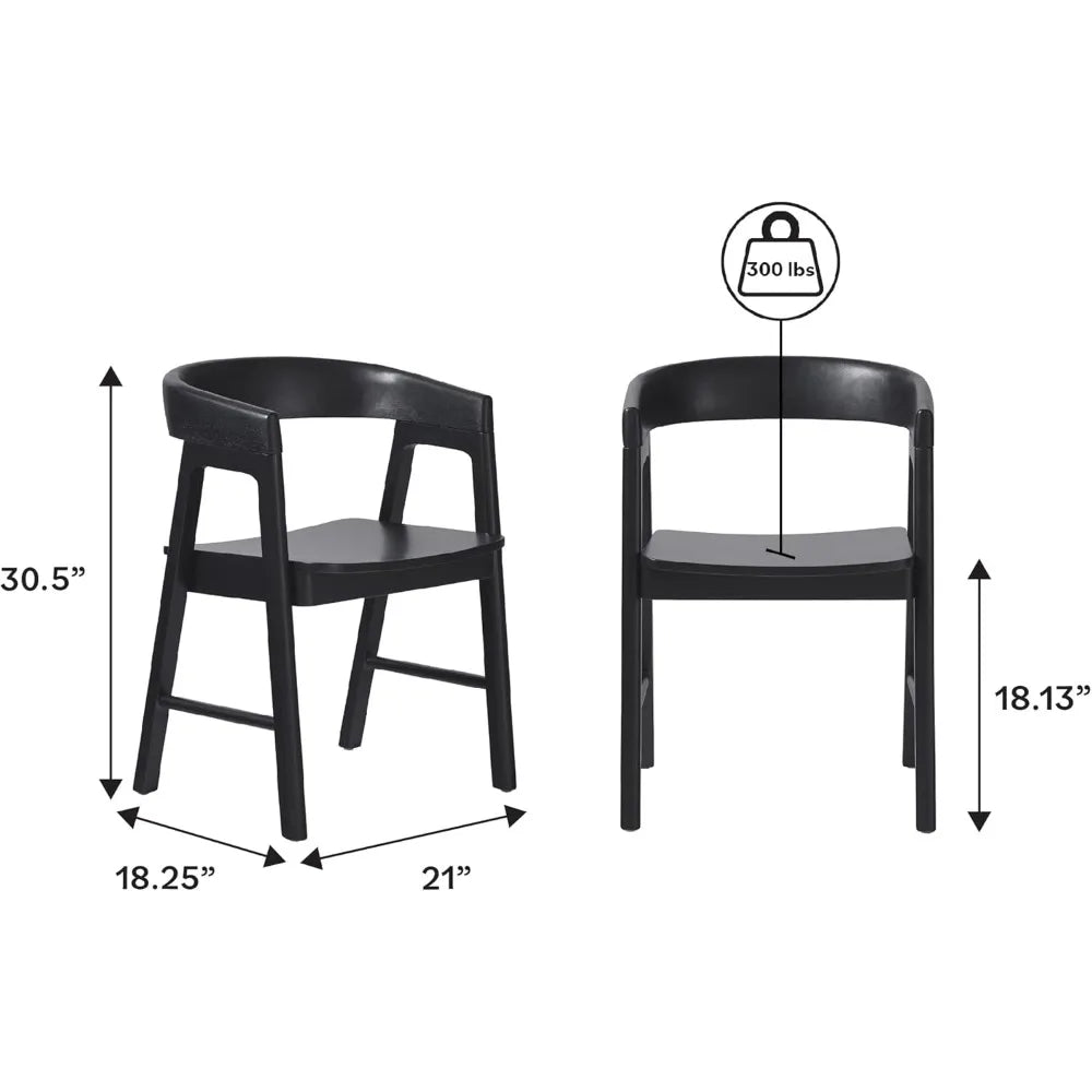 Walker Edison Ezra Modern Solid Wood Dining Chairs Set Black